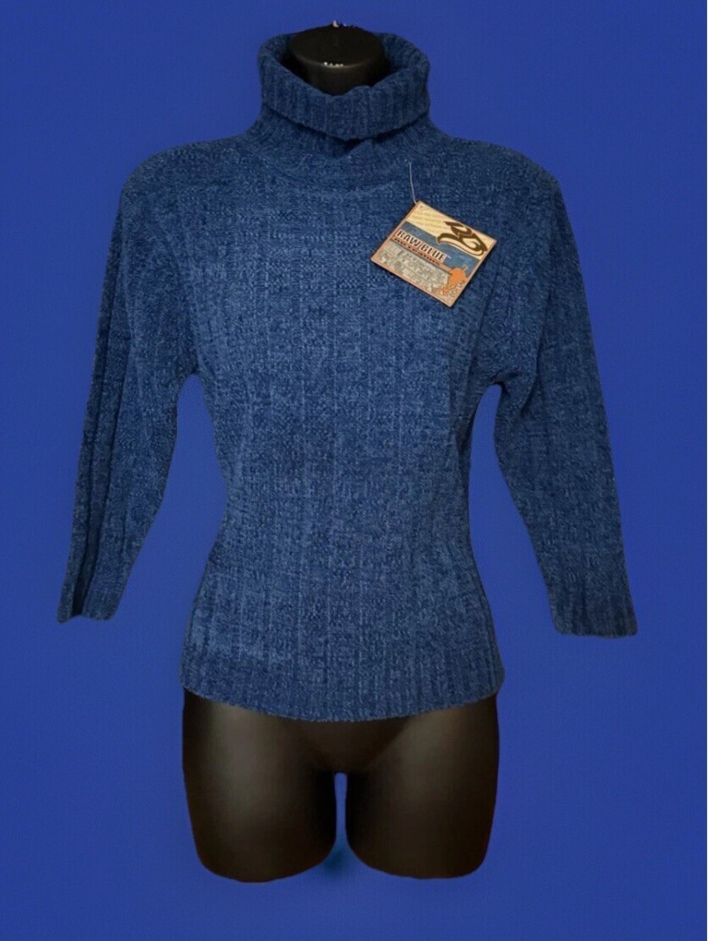 Raw Blue Girls/Juniors Ribbed Turtleneck Sweater NWT Y2K Deadstock Sz. XL